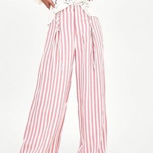 ZARA size small wide leg pink striped pants! NWOT